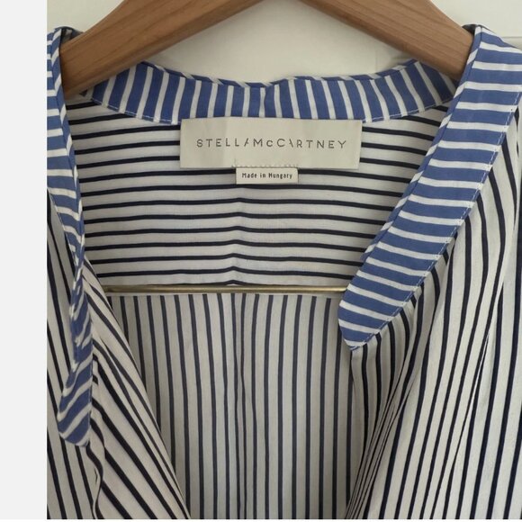 Stella McCartney Silk Blue White Stripe Blouse Size 36 Small-Medium - Picture 7 of 7